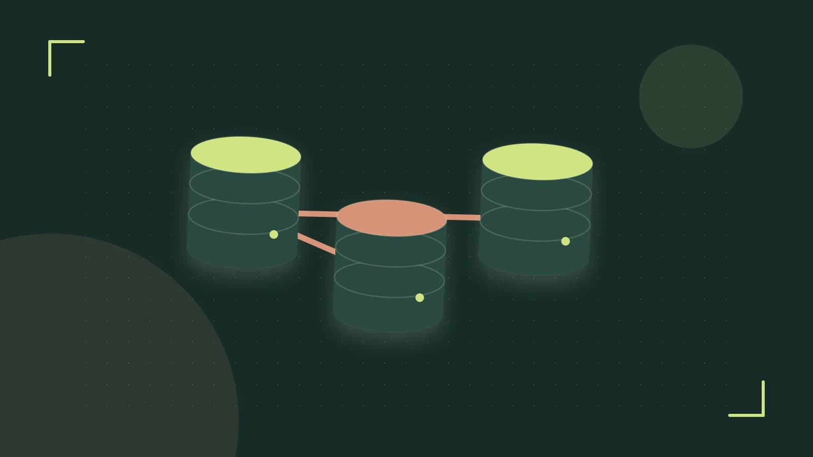 Editorial illustration of structured records, database cylinders and relationships between tables