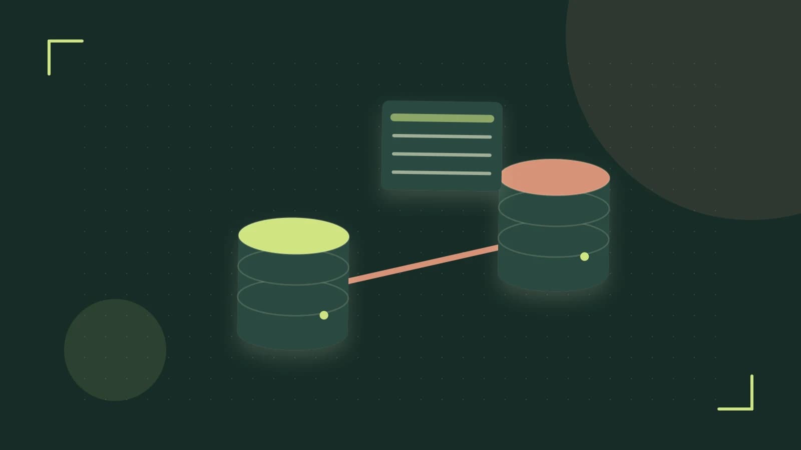Editorial illustration of structured records, database cylinders and relationships between tables