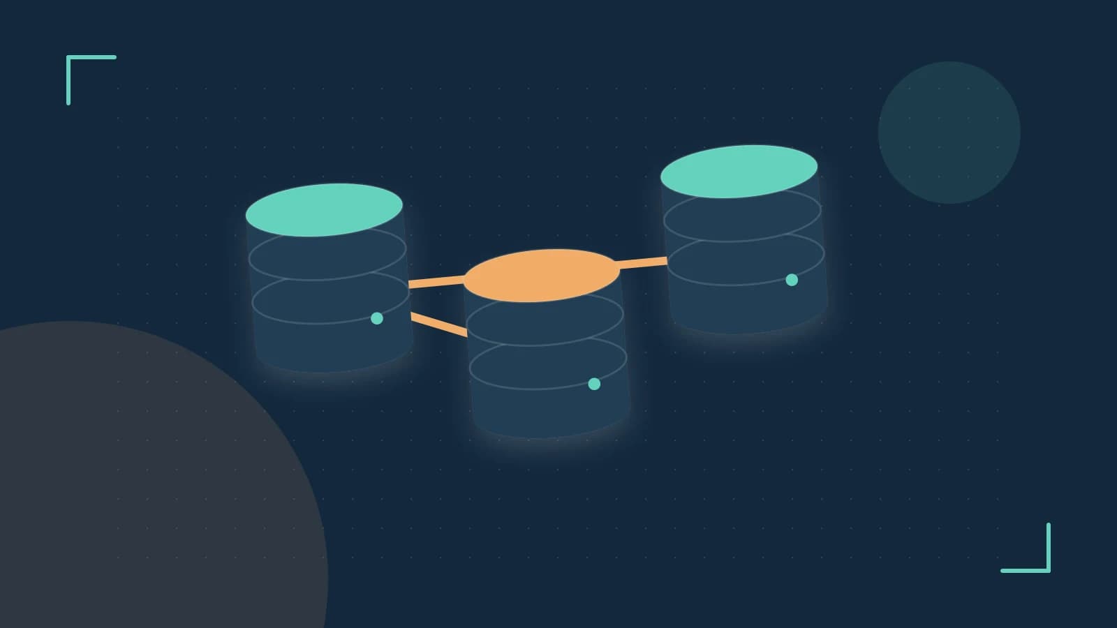 Editorial illustration of structured records, database cylinders and relationships between tables