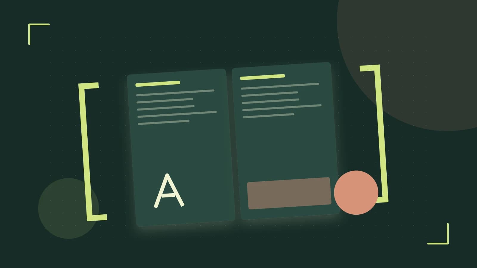 Editorial illustration of typeset pages, expressive letterform shapes and a precise editorial page grid