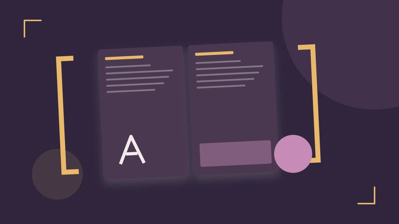Editorial illustration of typeset pages, expressive letterform shapes and a precise editorial page grid