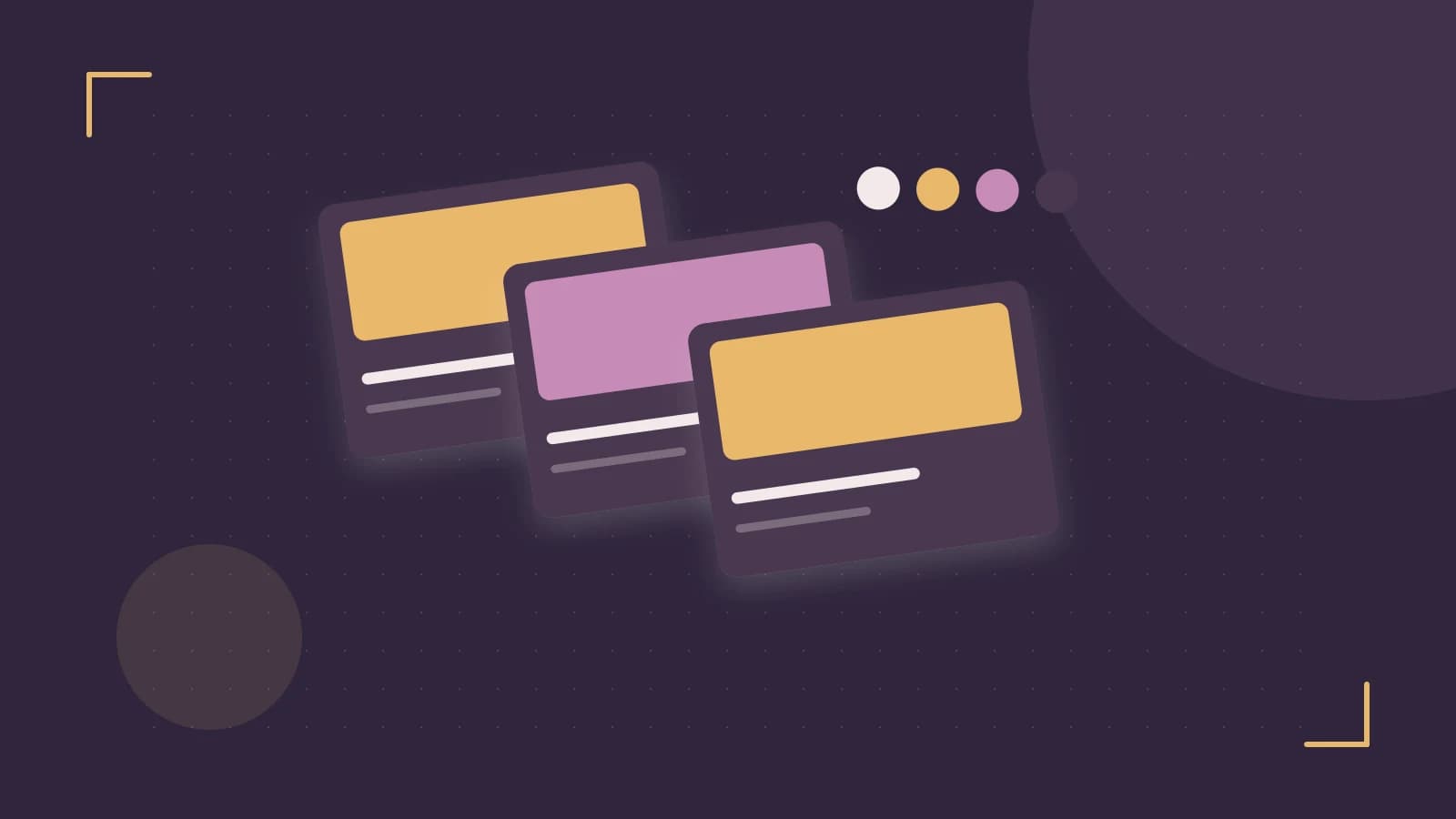 Editorial illustration of responsive browser layouts, overlapping design components and a color system