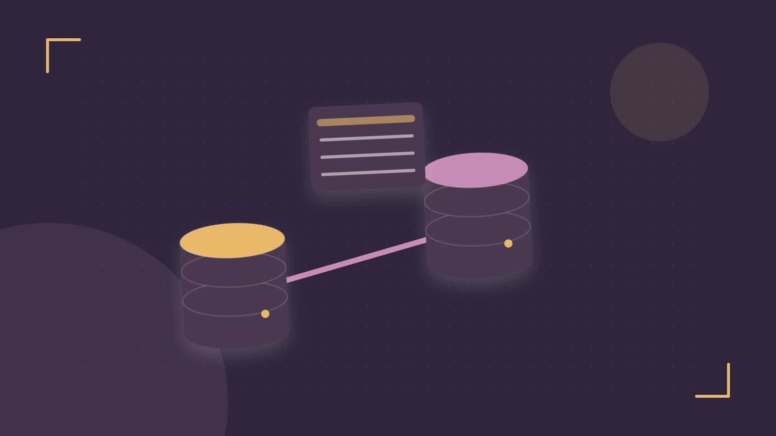 Editorial illustration of structured records, database cylinders and relationships between tables