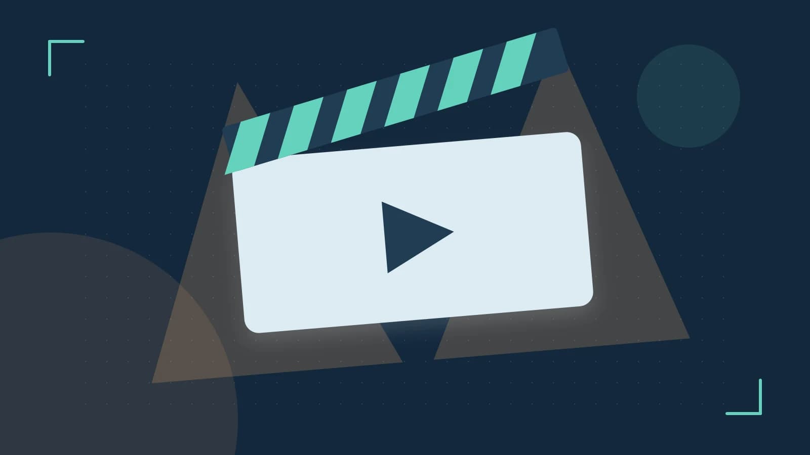 Editorial illustration of a film clapperboard, a spotlight and layered cultural artwork