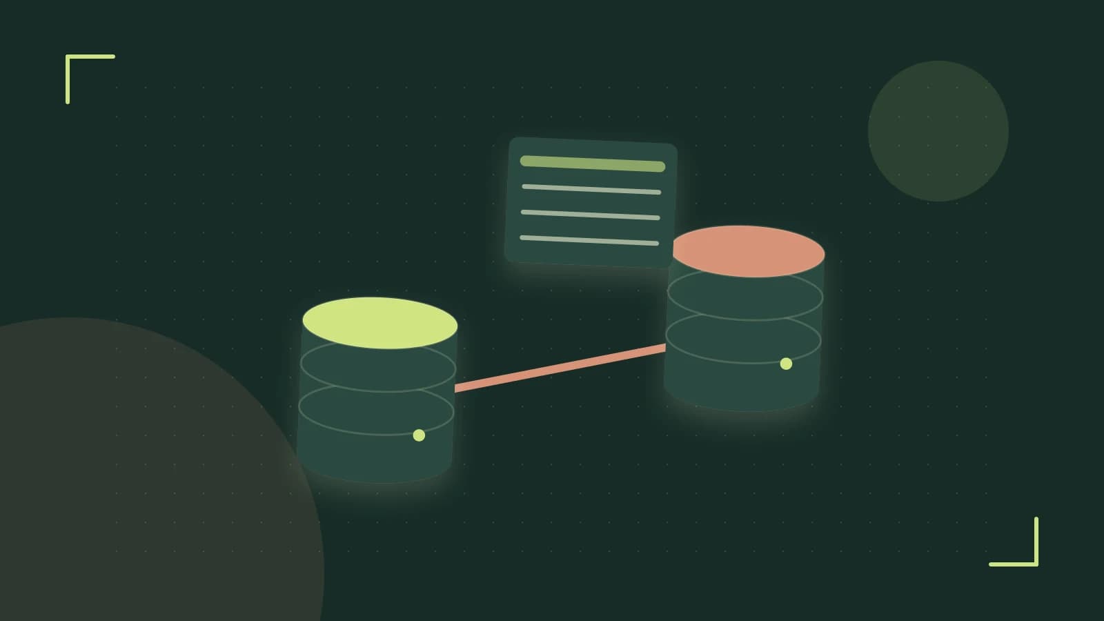 Editorial illustration of structured records, database cylinders and relationships between tables