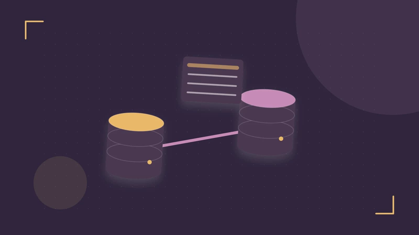 Editorial illustration of structured records, database cylinders and relationships between tables