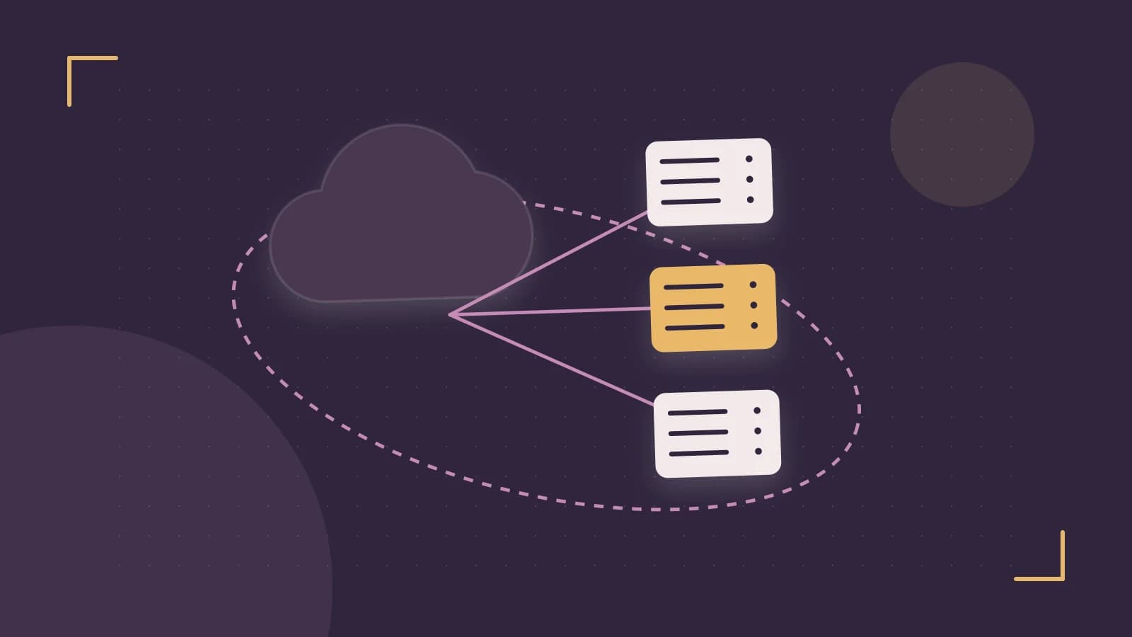 Editorial illustration of cloud infrastructure, connected server racks and an orbital service map