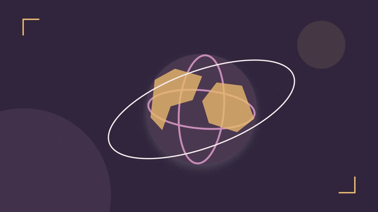 Editorial illustration of an editorial globe with meridians and layered geographic shapes