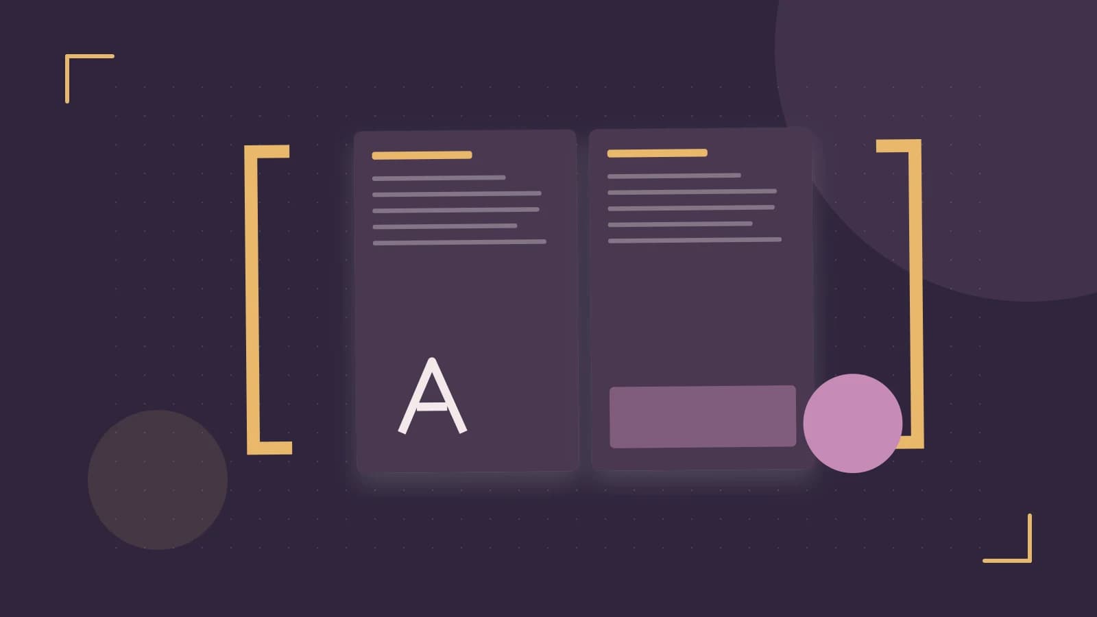 Editorial illustration of typeset pages, expressive letterform shapes and a precise editorial page grid