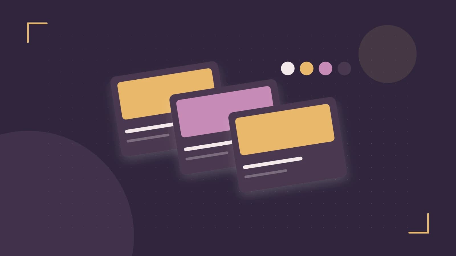 Editorial illustration of responsive browser layouts, overlapping design components and a color system