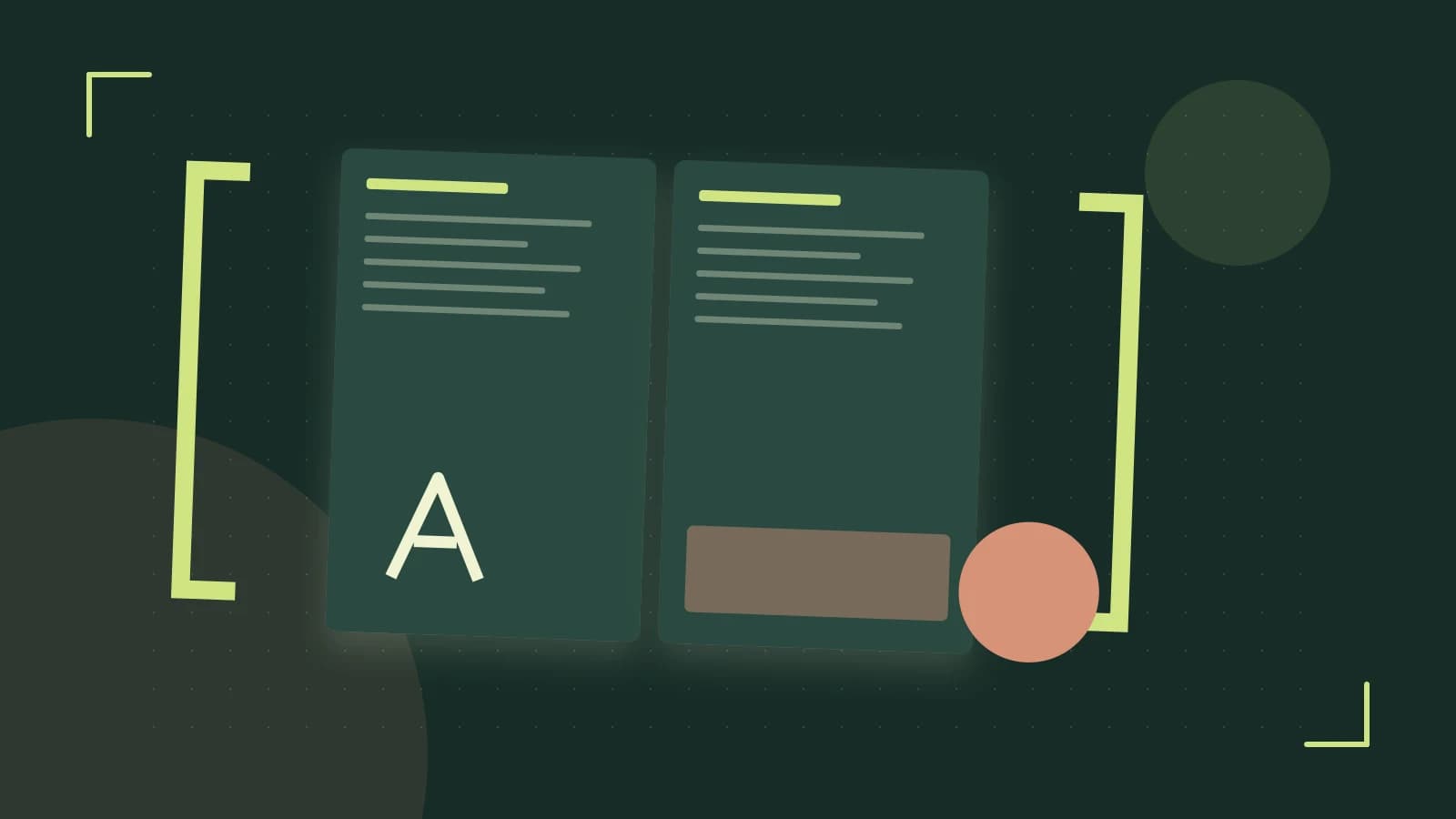 Editorial illustration of typeset pages, expressive letterform shapes and a precise editorial page grid