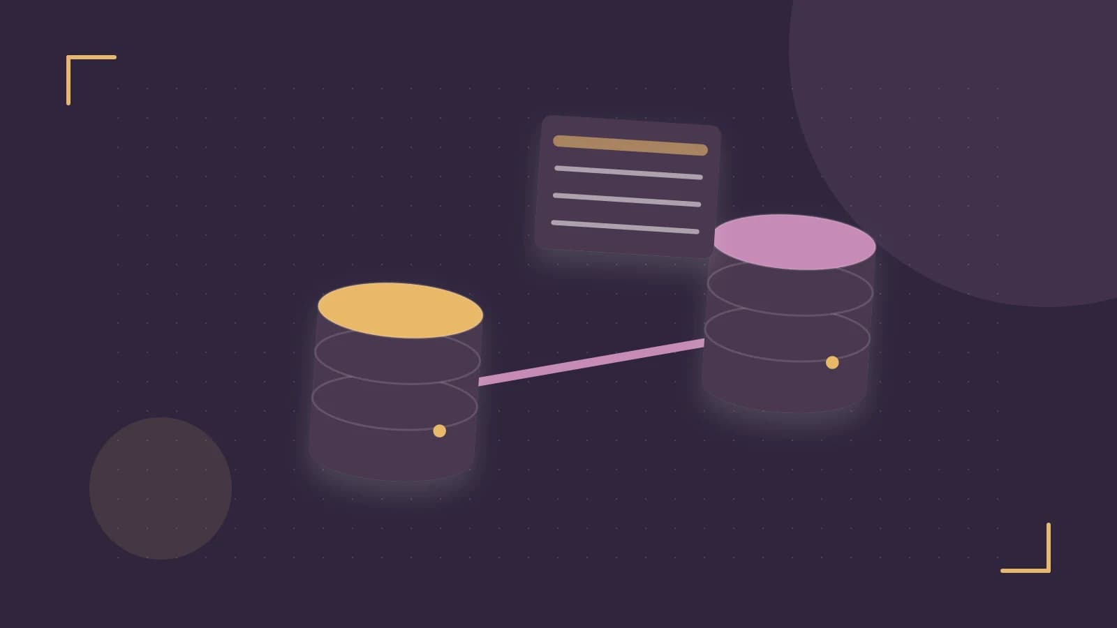 Editorial illustration of structured records, database cylinders and relationships between tables
