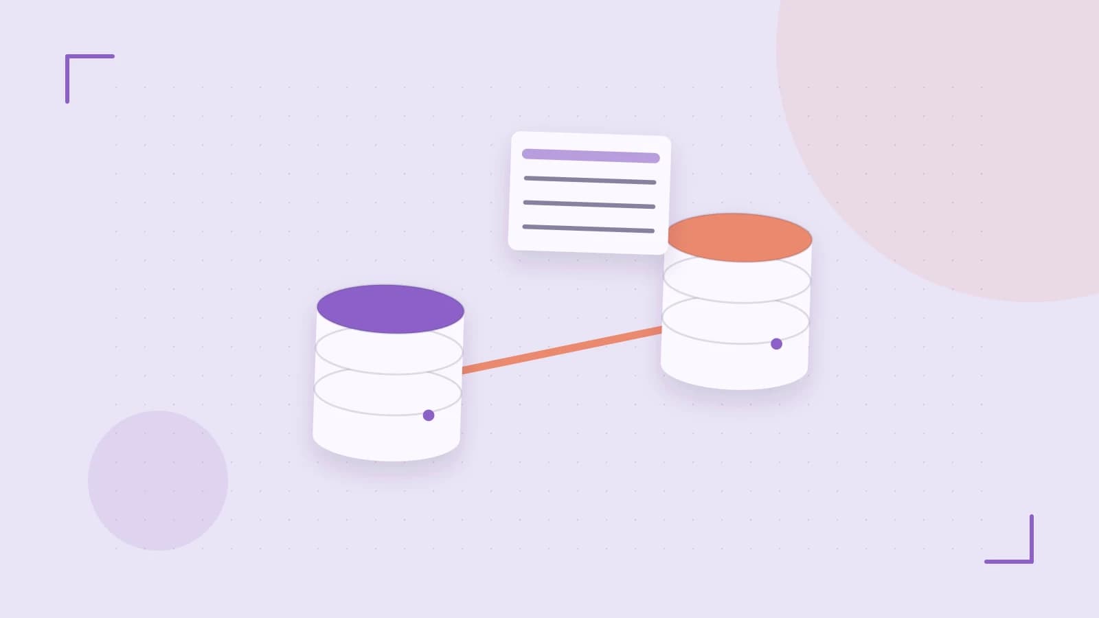 Editorial illustration of structured records, database cylinders and relationships between tables