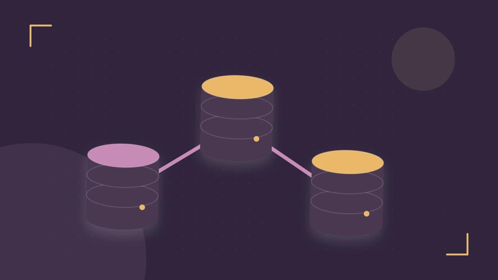 Editorial illustration of structured records, database cylinders and relationships between tables