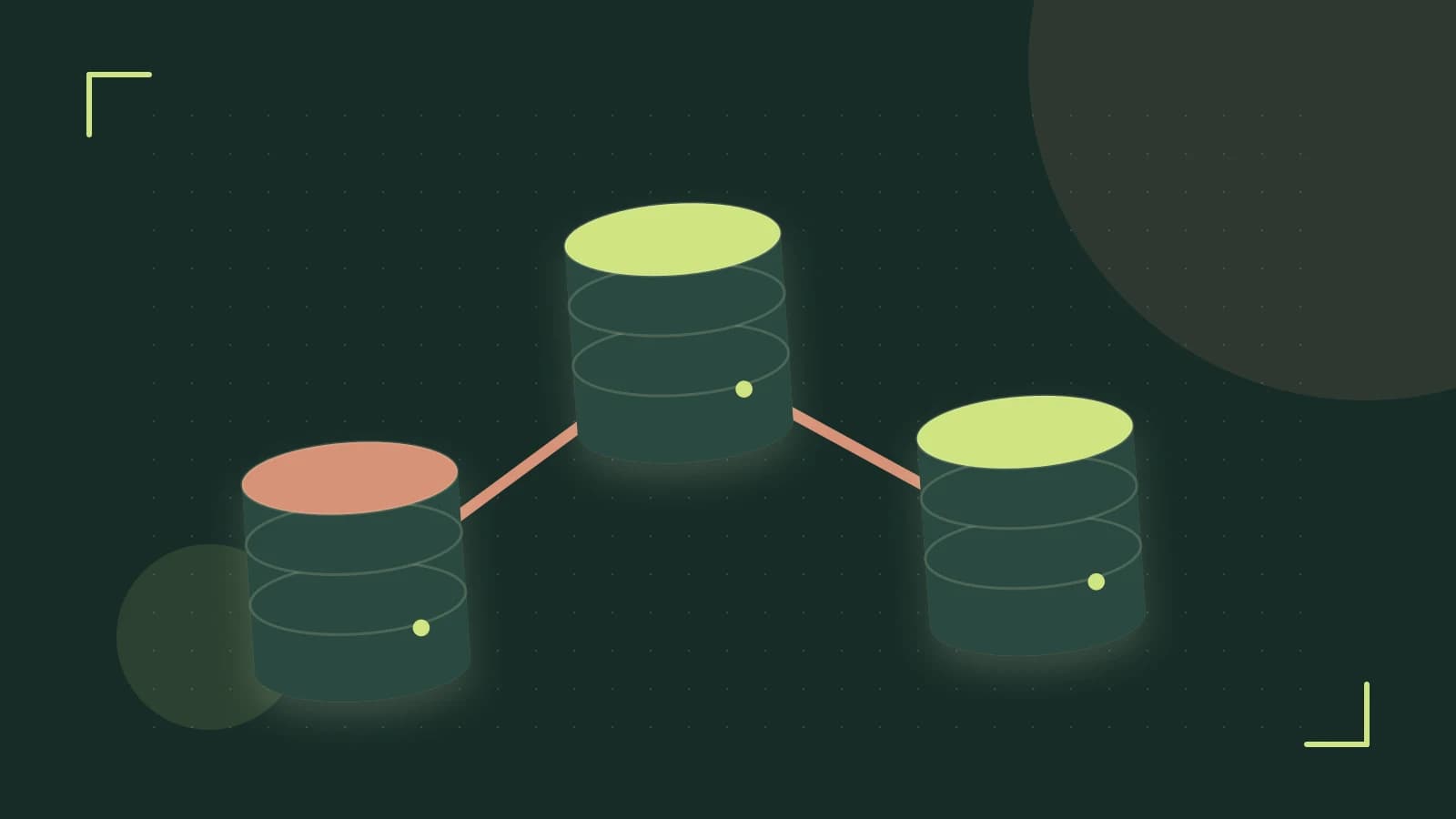 Editorial illustration of structured records, database cylinders and relationships between tables