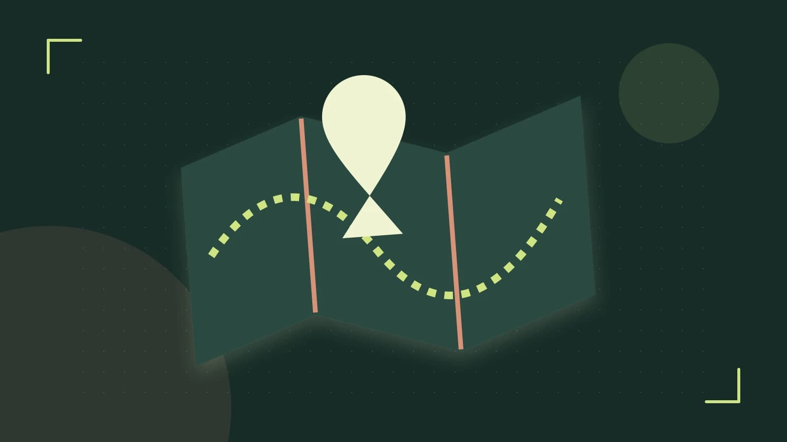 Editorial illustration of an editorial globe with meridians and layered geographic shapes