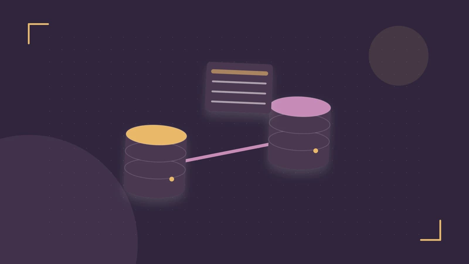 Editorial illustration of structured records, database cylinders and relationships between tables