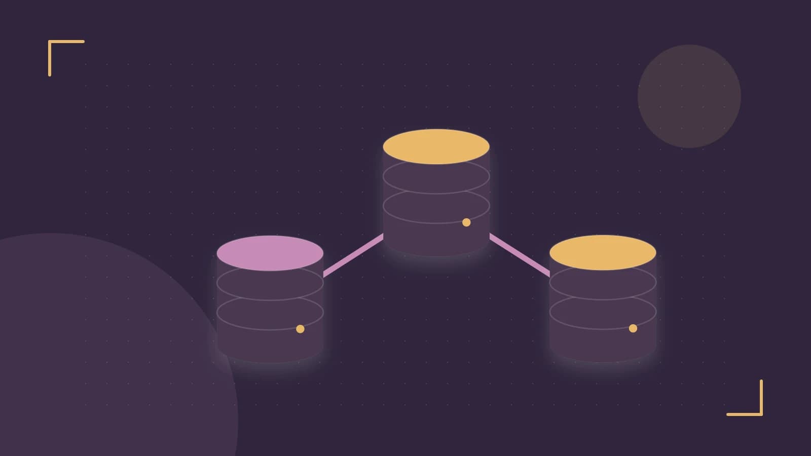 Editorial illustration of structured records, database cylinders and relationships between tables