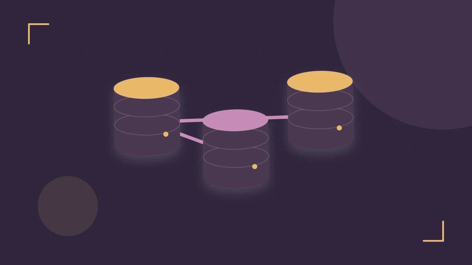 Editorial illustration of structured records, database cylinders and relationships between tables