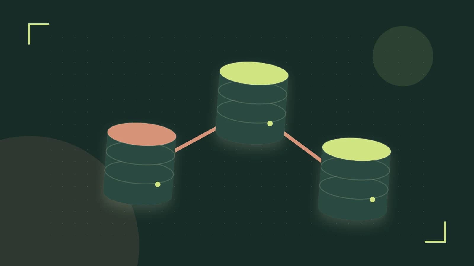 Editorial illustration of structured records, database cylinders and relationships between tables