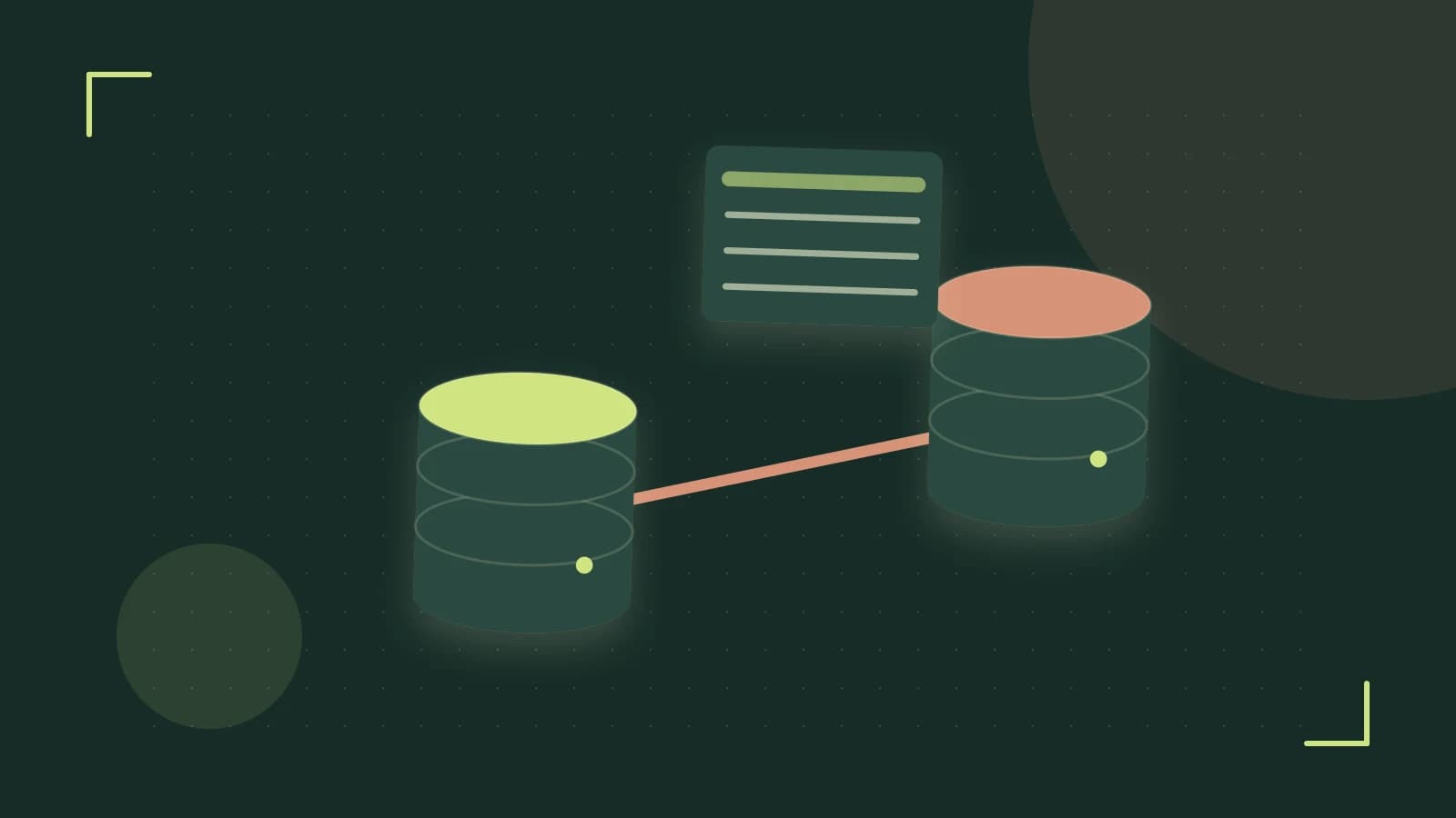 Editorial illustration of structured records, database cylinders and relationships between tables