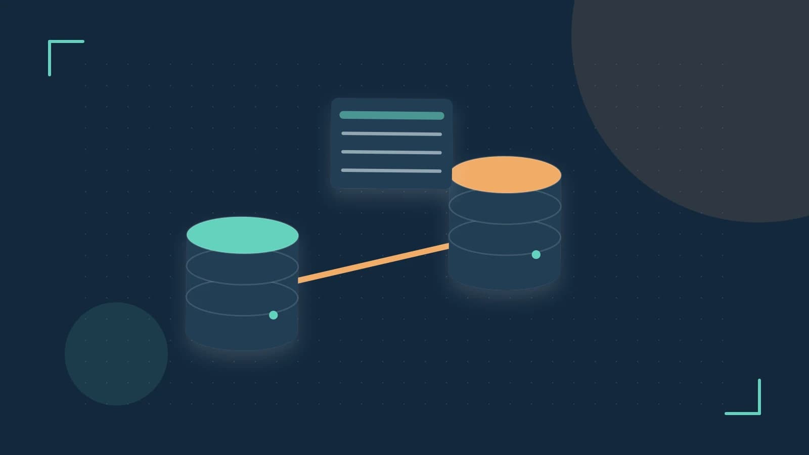 Editorial illustration of structured records, database cylinders and relationships between tables