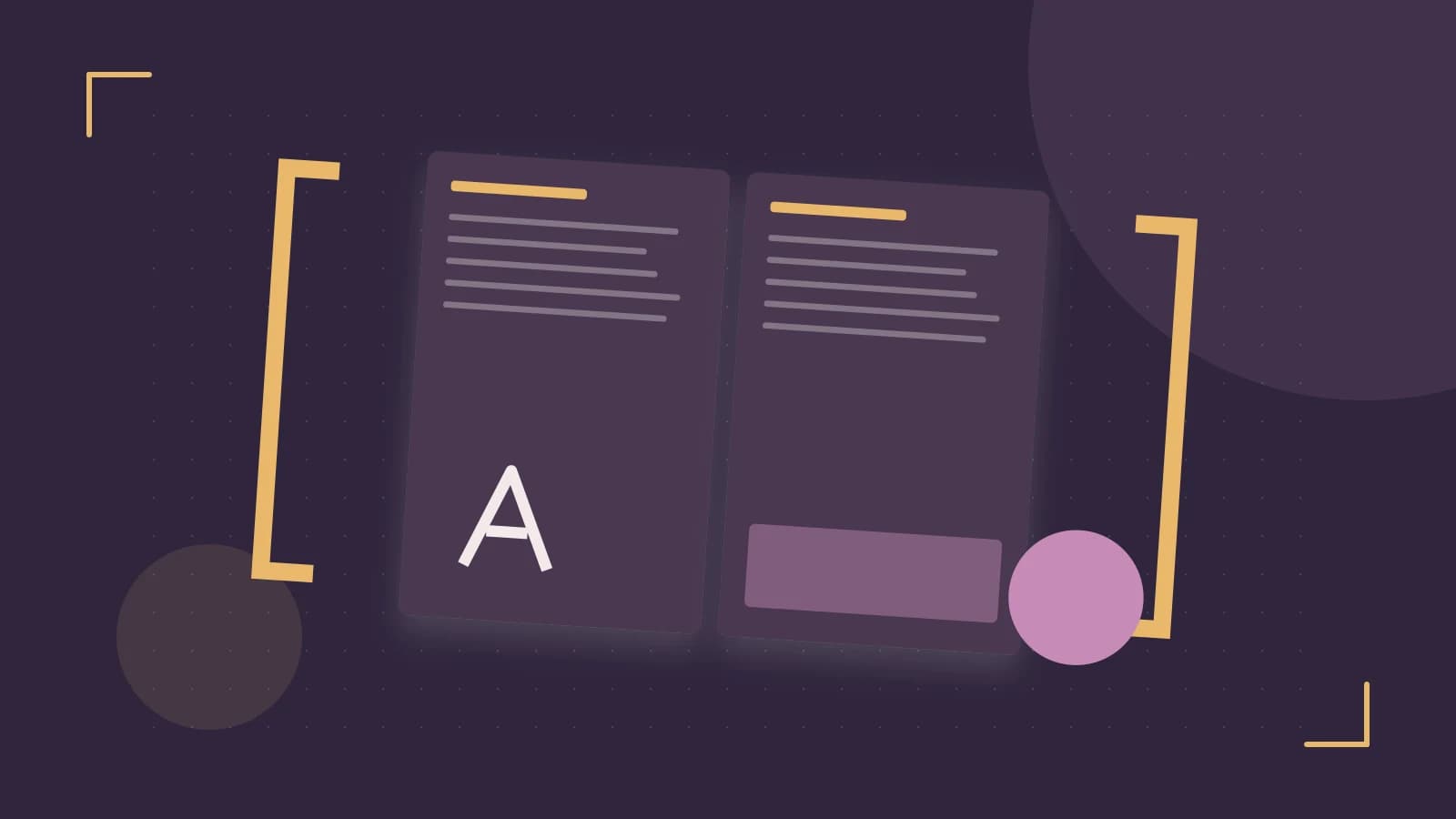 Editorial illustration of typeset pages, expressive letterform shapes and a precise editorial page grid