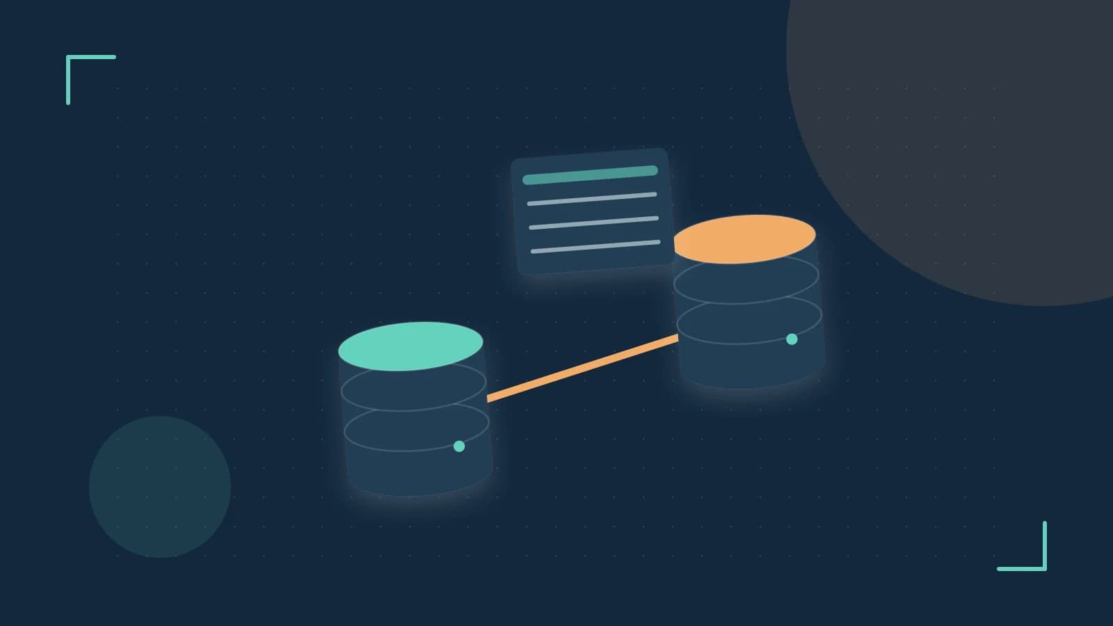Editorial illustration of structured records, database cylinders and relationships between tables