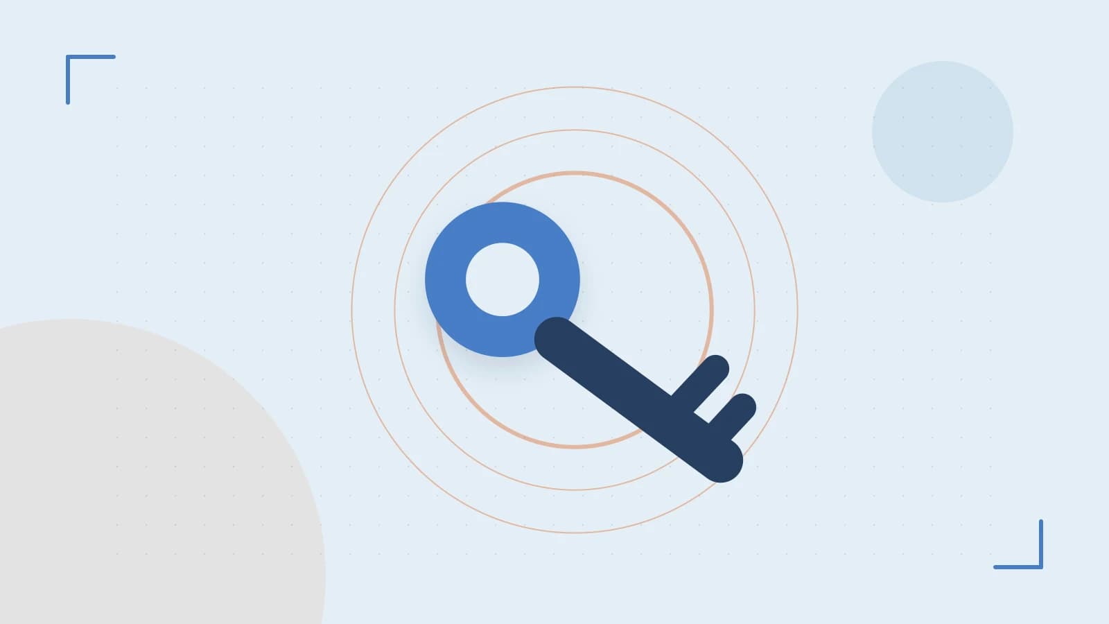 Editorial illustration of a sculpted shield, authentication key and concentric permission boundaries