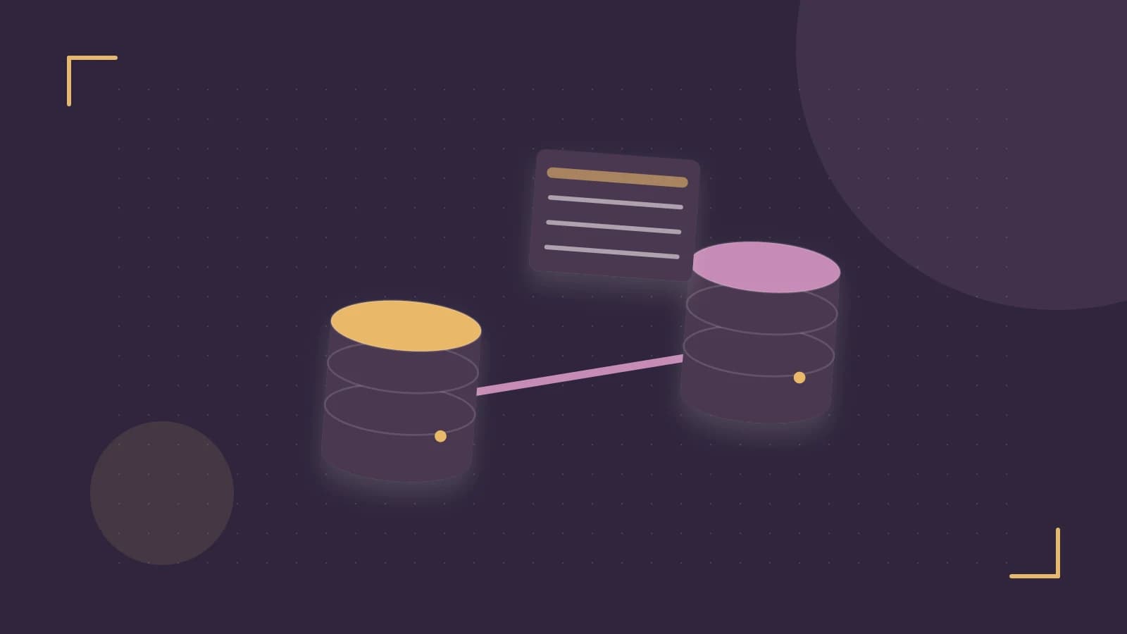 Editorial illustration of structured records, database cylinders and relationships between tables
