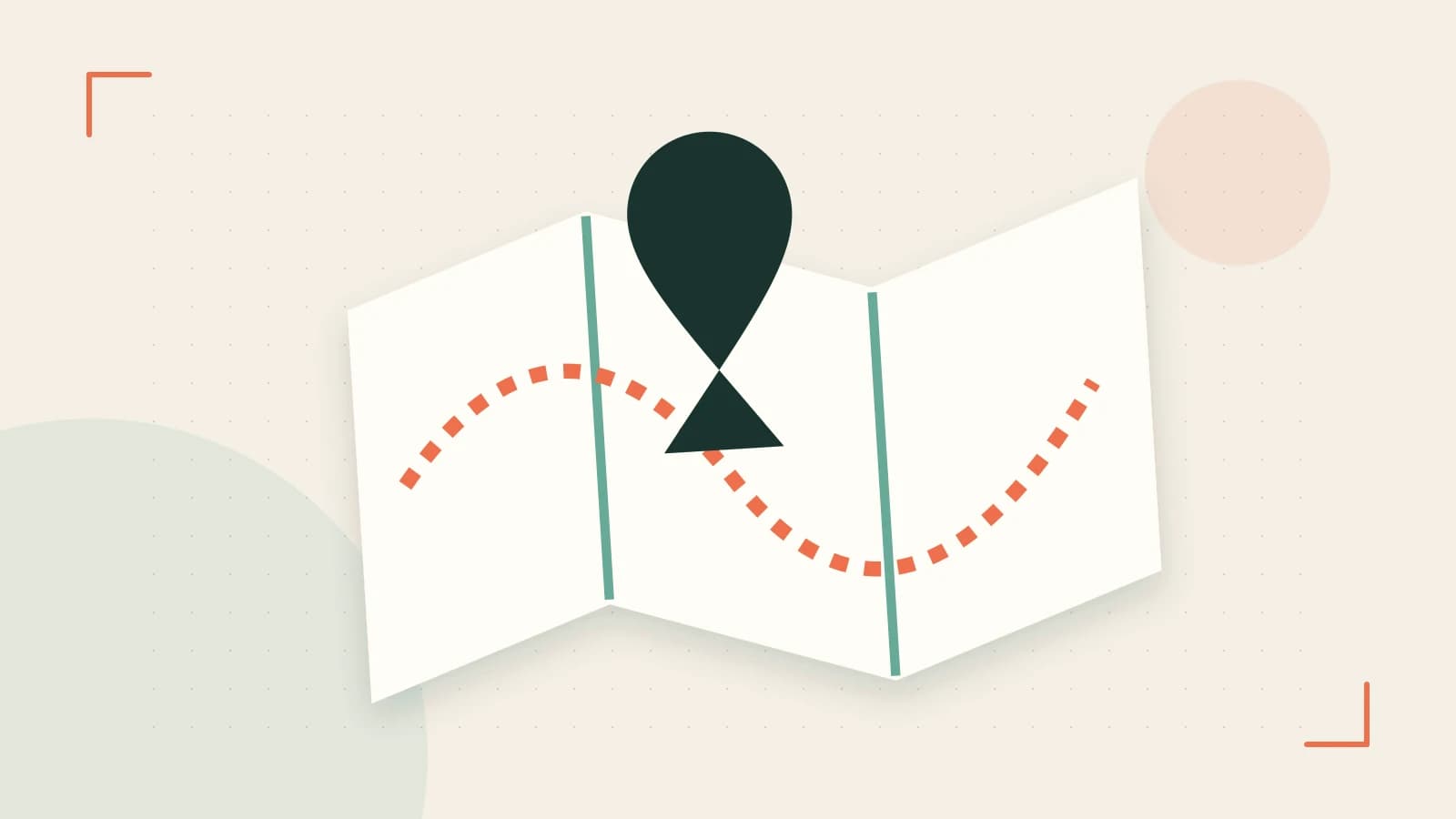 Editorial illustration of an editorial globe with meridians and layered geographic shapes