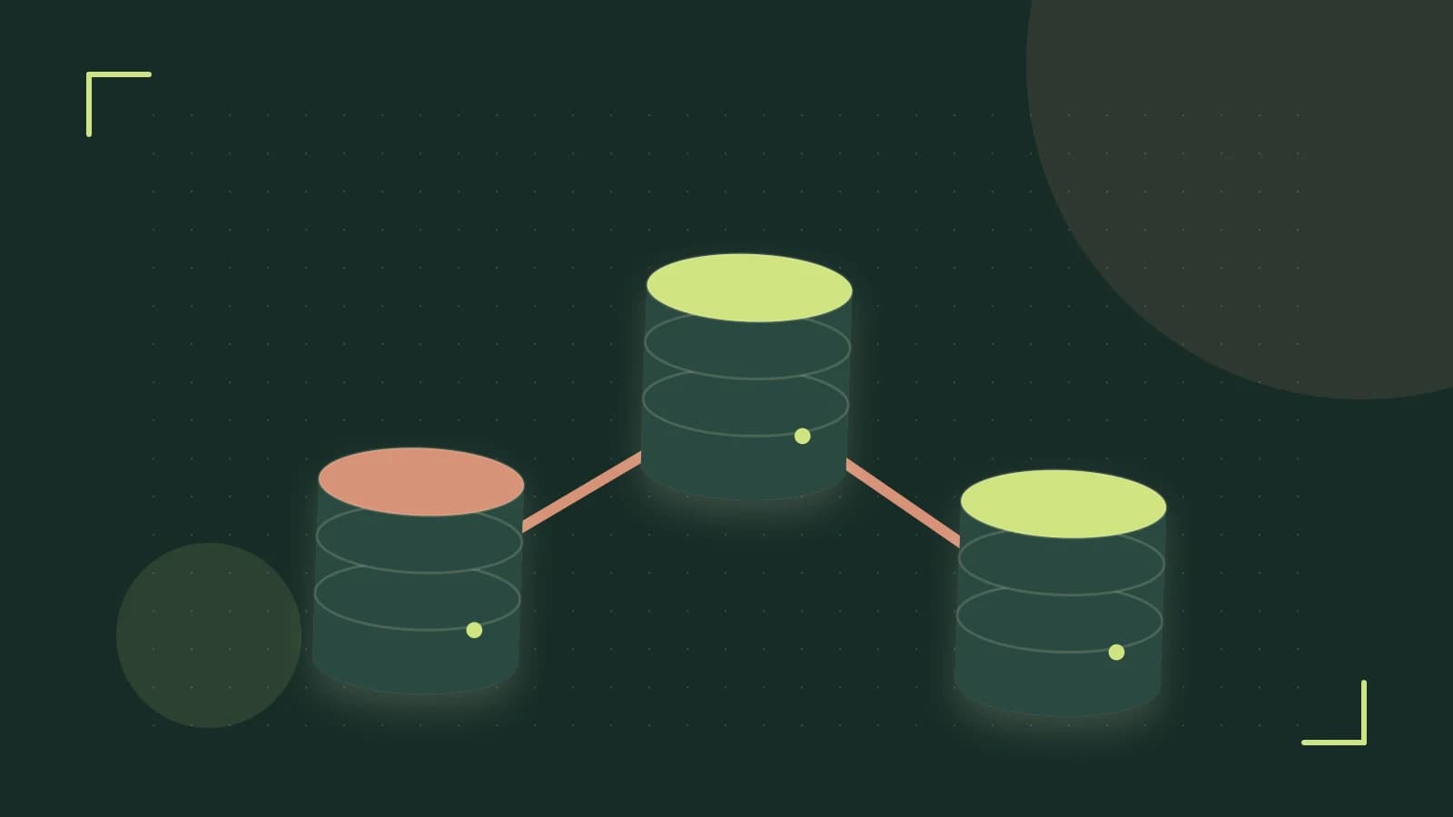 Editorial illustration of structured records, database cylinders and relationships between tables
