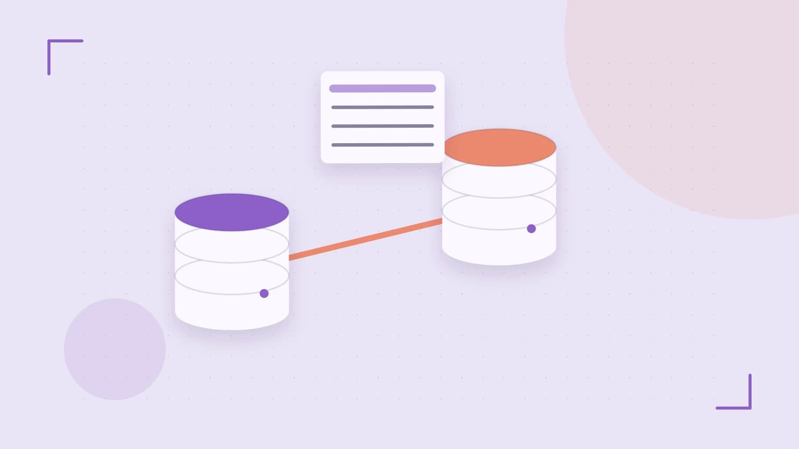 Editorial illustration of structured records, database cylinders and relationships between tables