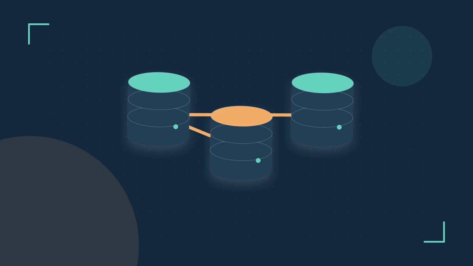 Editorial illustration of structured records, database cylinders and relationships between tables