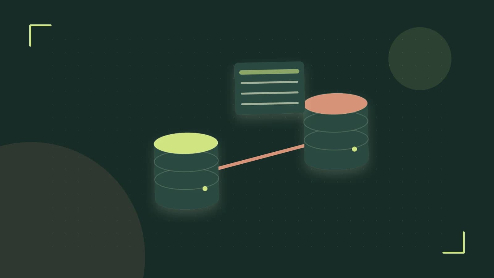 Editorial illustration of structured records, database cylinders and relationships between tables