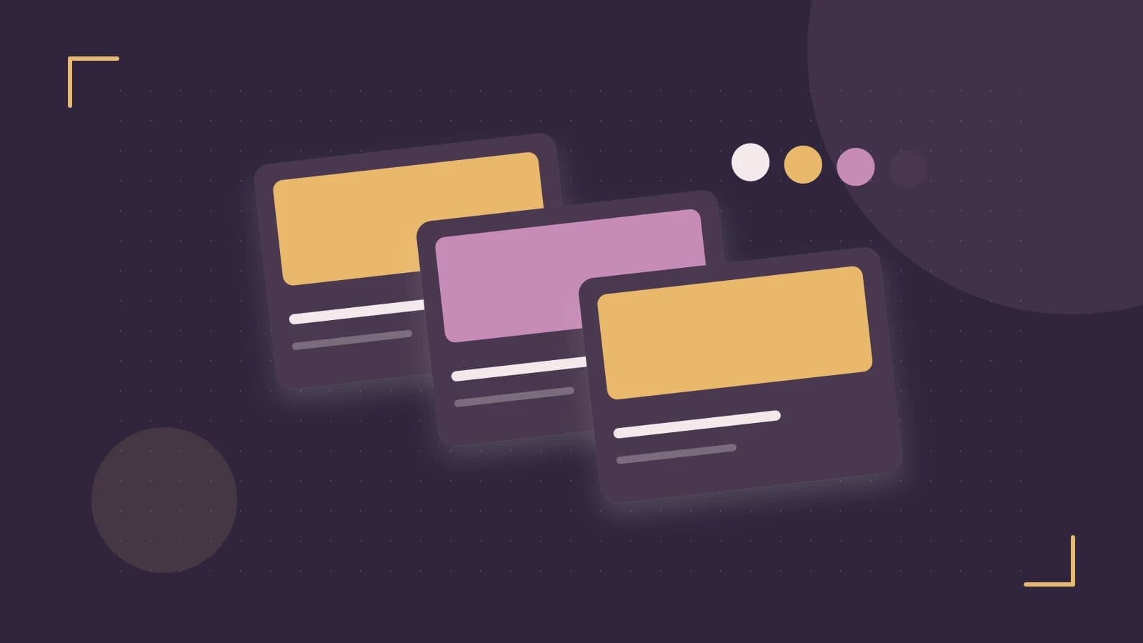 Editorial illustration of responsive browser layouts, overlapping design components and a color system