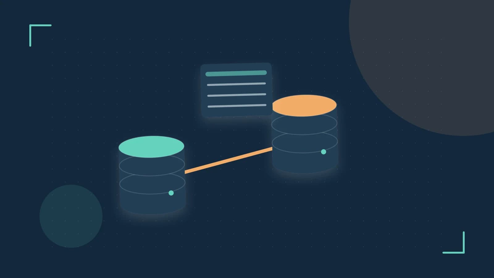 Editorial illustration of structured records, database cylinders and relationships between tables