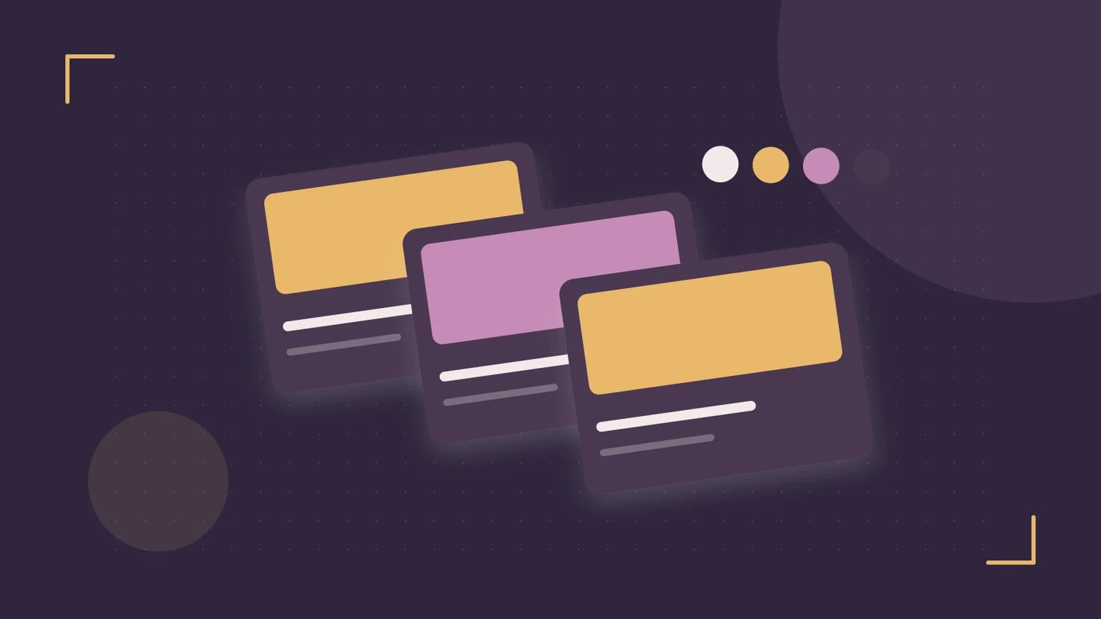 Editorial illustration of responsive browser layouts, overlapping design components and a color system