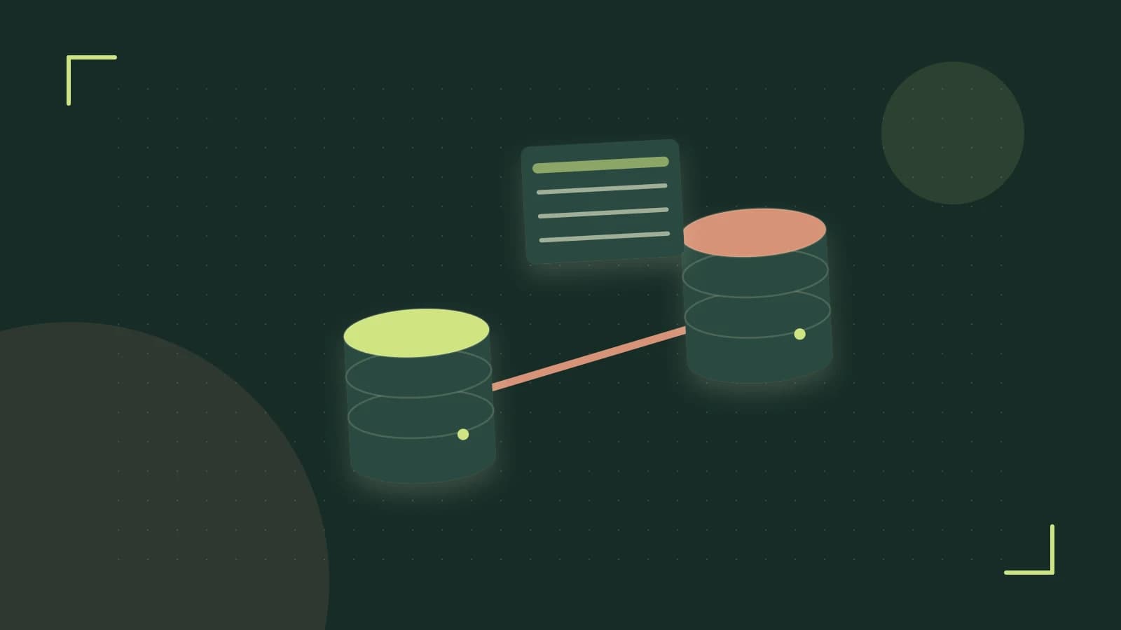 Editorial illustration of structured records, database cylinders and relationships between tables