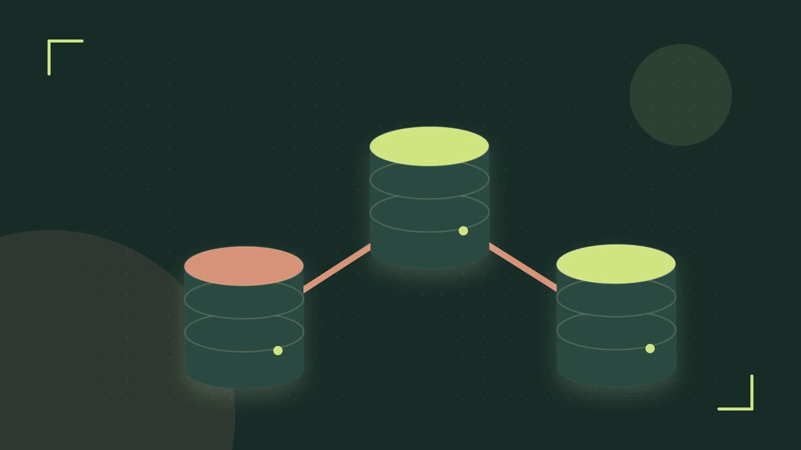 Editorial illustration of structured records, database cylinders and relationships between tables