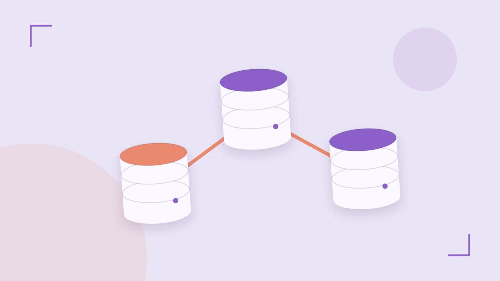 Editorial illustration of structured records, database cylinders and relationships between tables