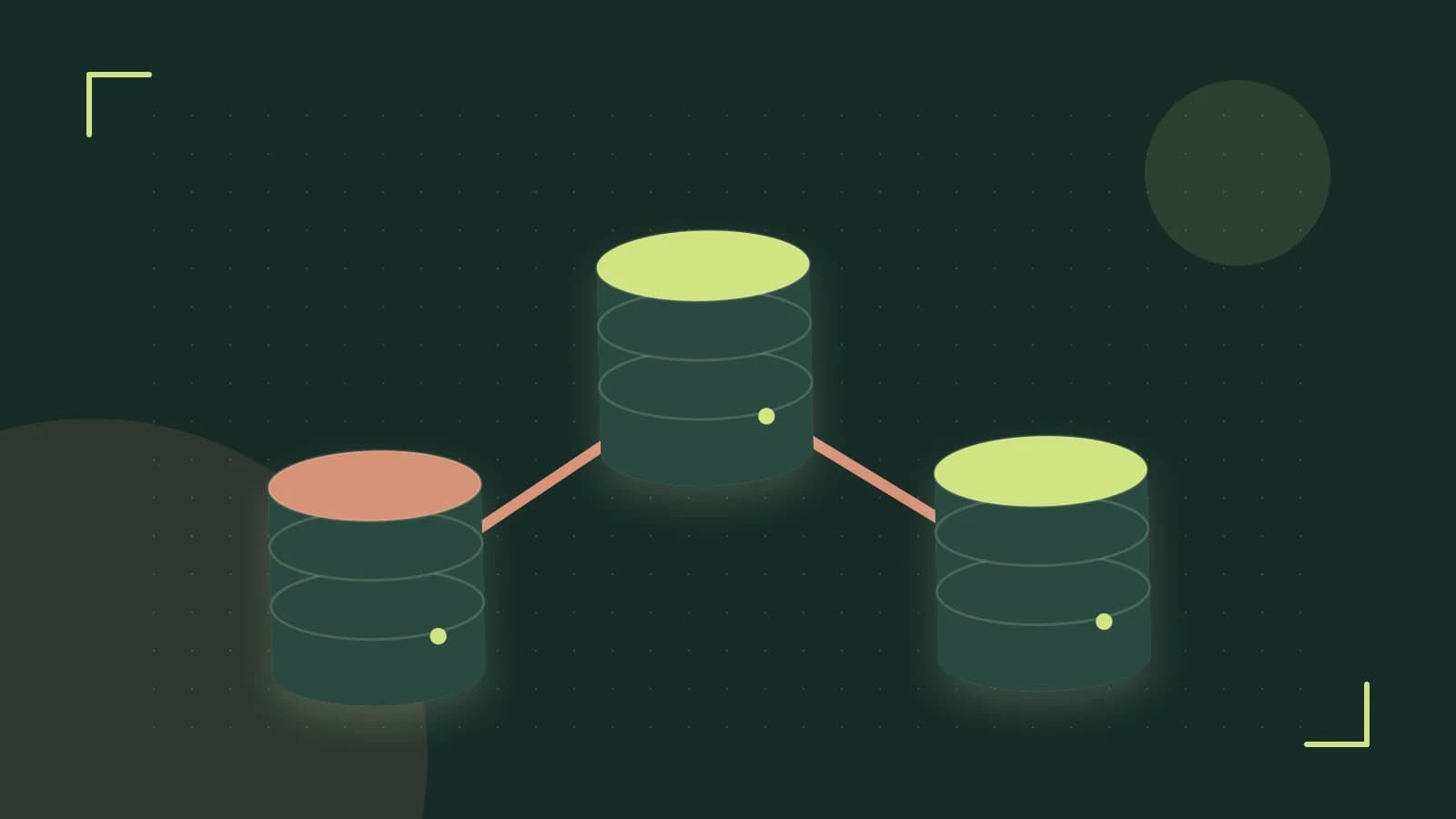Editorial illustration of structured records, database cylinders and relationships between tables