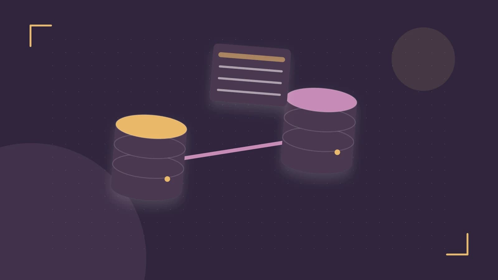 Editorial illustration of structured records, database cylinders and relationships between tables
