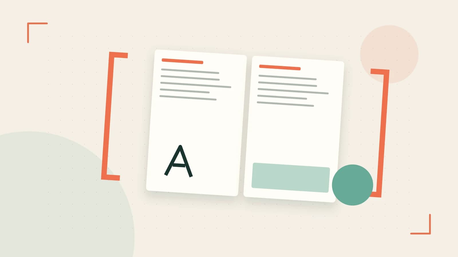Editorial illustration of typeset pages, expressive letterform shapes and a precise editorial page grid