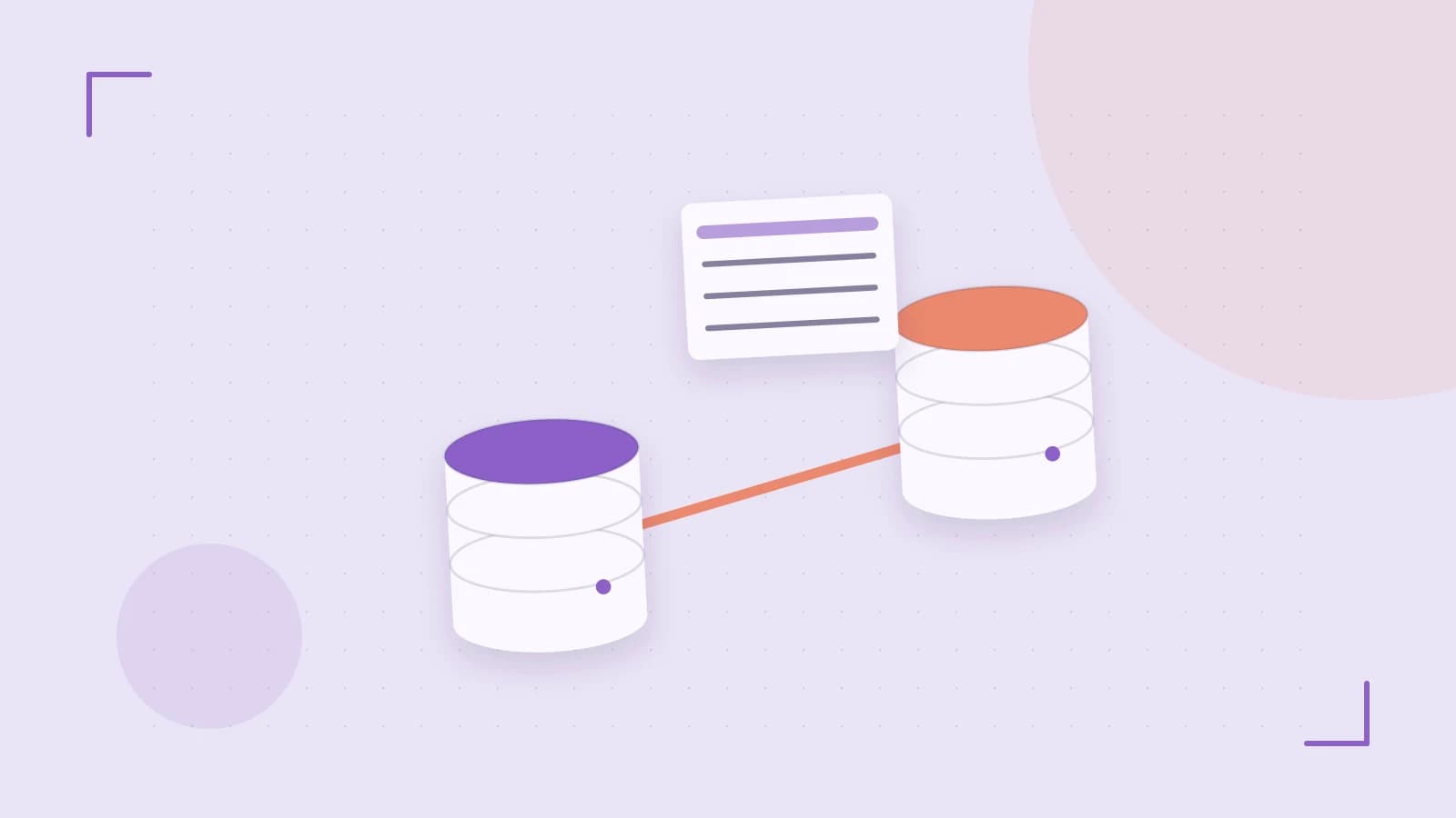 Editorial illustration of structured records, database cylinders and relationships between tables