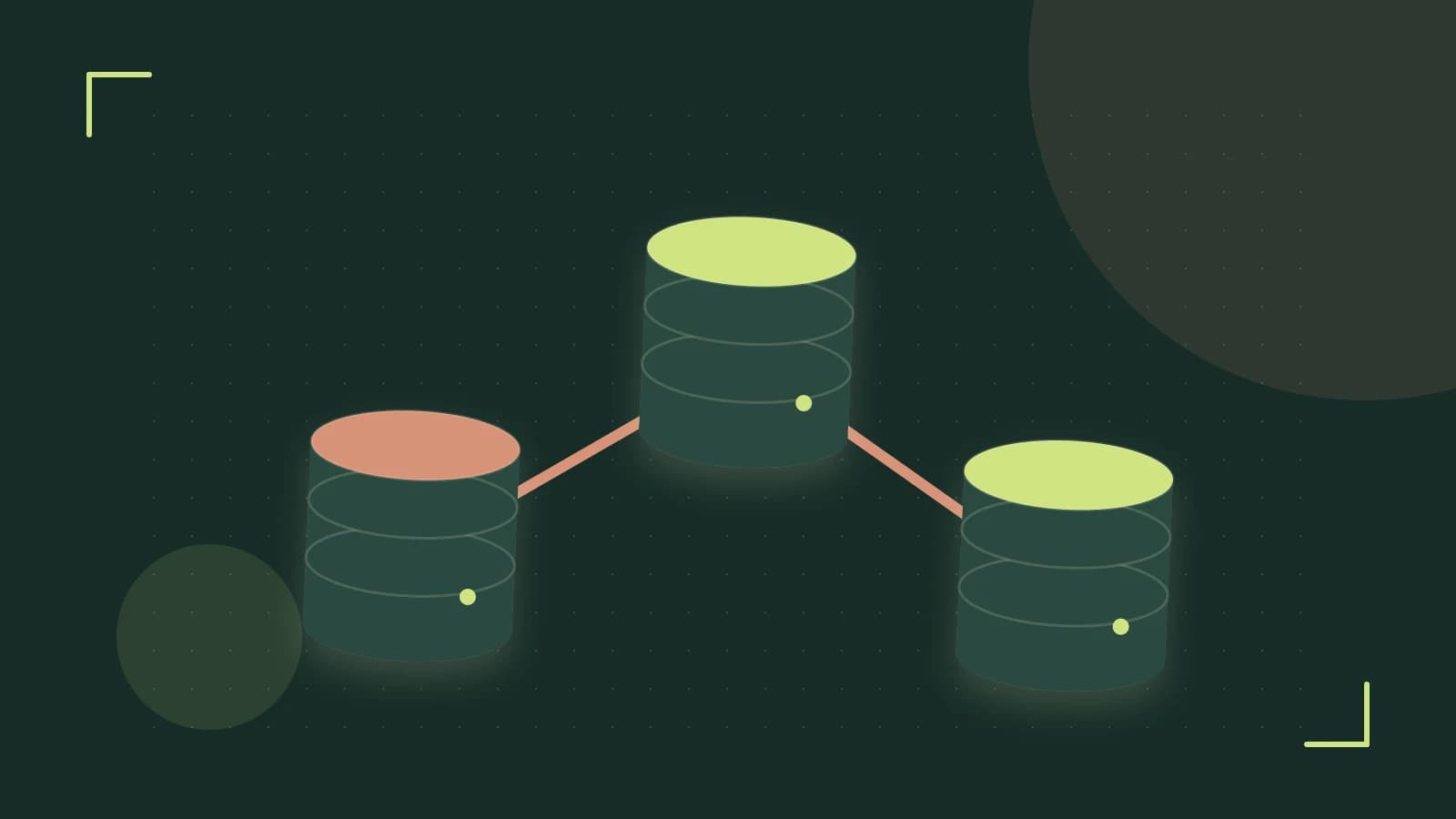 Editorial illustration of structured records, database cylinders and relationships between tables