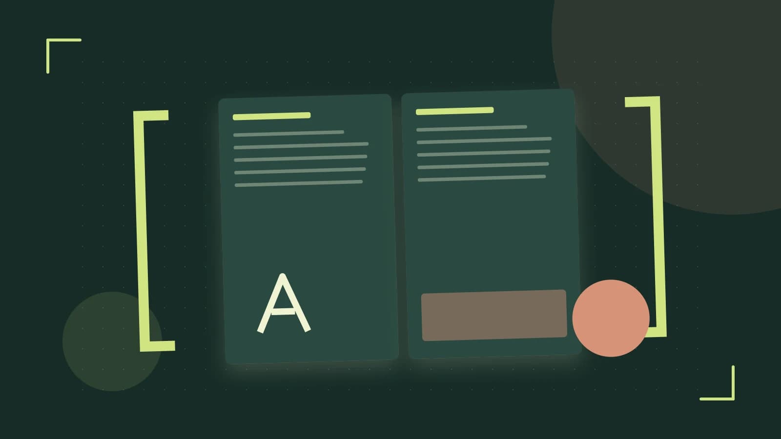Editorial illustration of typeset pages, expressive letterform shapes and a precise editorial page grid