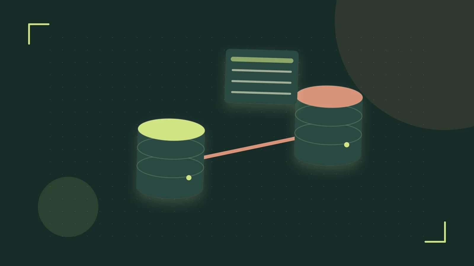 Editorial illustration of structured records, database cylinders and relationships between tables