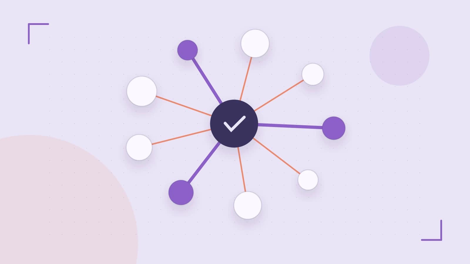 Editorial illustration of an algorithmic node graph with branching paths and a highlighted result