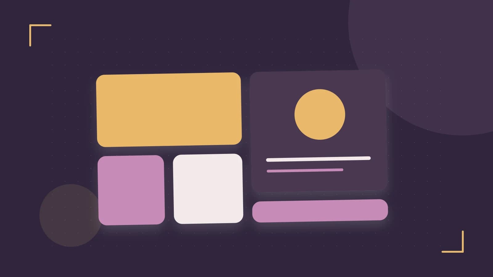 Editorial illustration of responsive browser layouts, overlapping design components and a color system